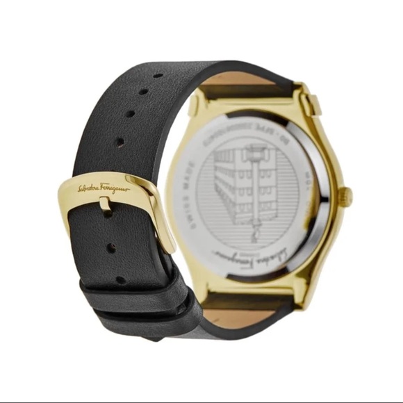 New Salvatore Ferragamo 1898‎ Slim Black Dial Yellow Gold Men's Watch - Picture 6 of 6